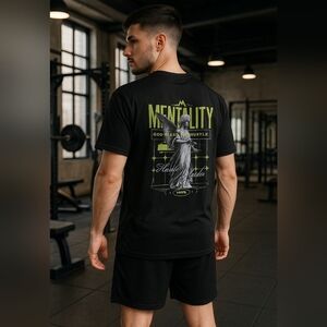 NWOT Manfinity Black Graphic T-Shirt with Green Accents Size Large